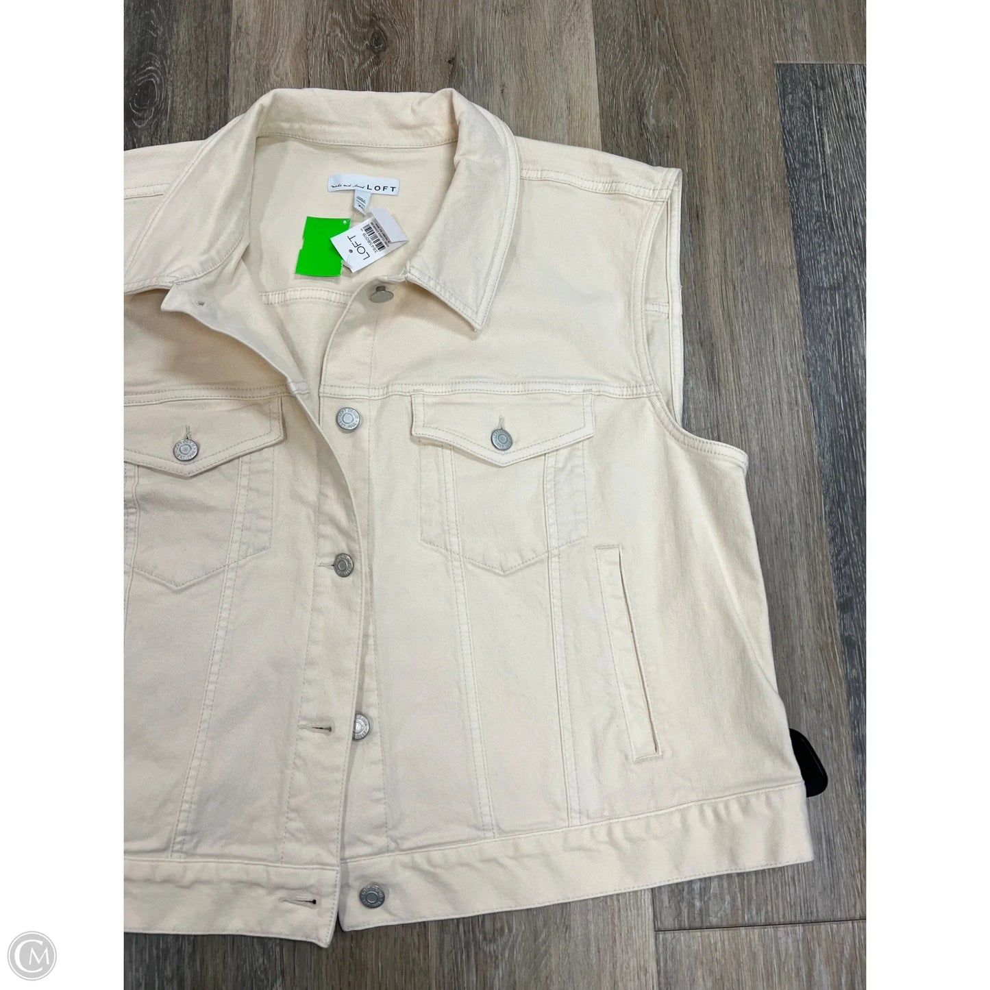 Vest Denim By Loft In Cream, Size: Xl