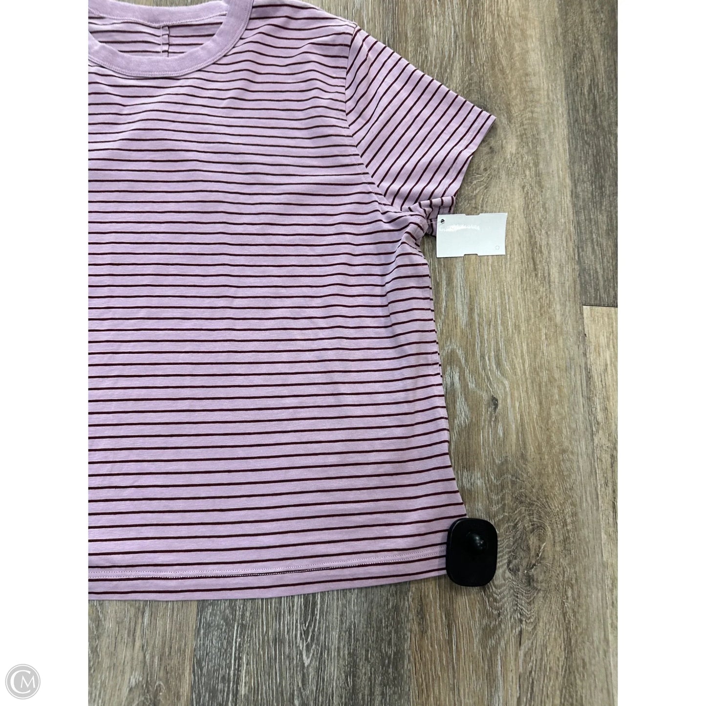 Athletic Top Short Sleeve By Lululemon In Striped Pattern, Size: M