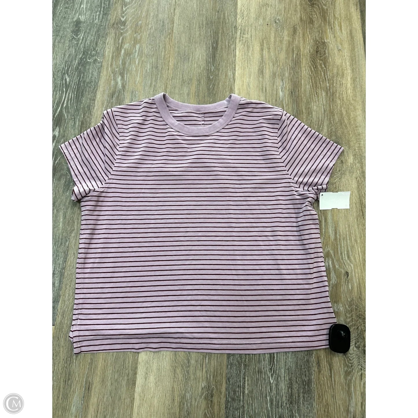 Athletic Top Short Sleeve By Lululemon In Striped Pattern, Size: M