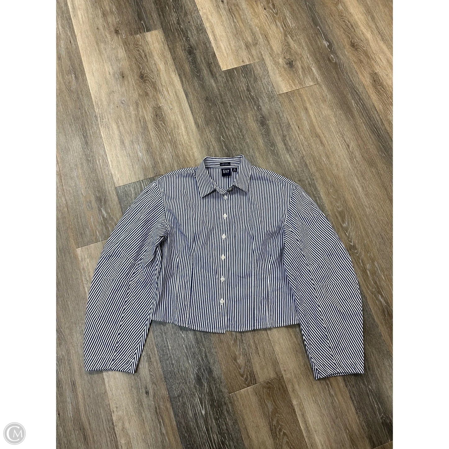 Blouse Long Sleeve By Gap In Striped Pattern, Size: Xs