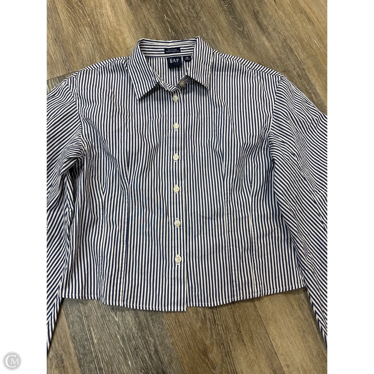 Blouse Long Sleeve By Gap In Striped Pattern, Size: Xs