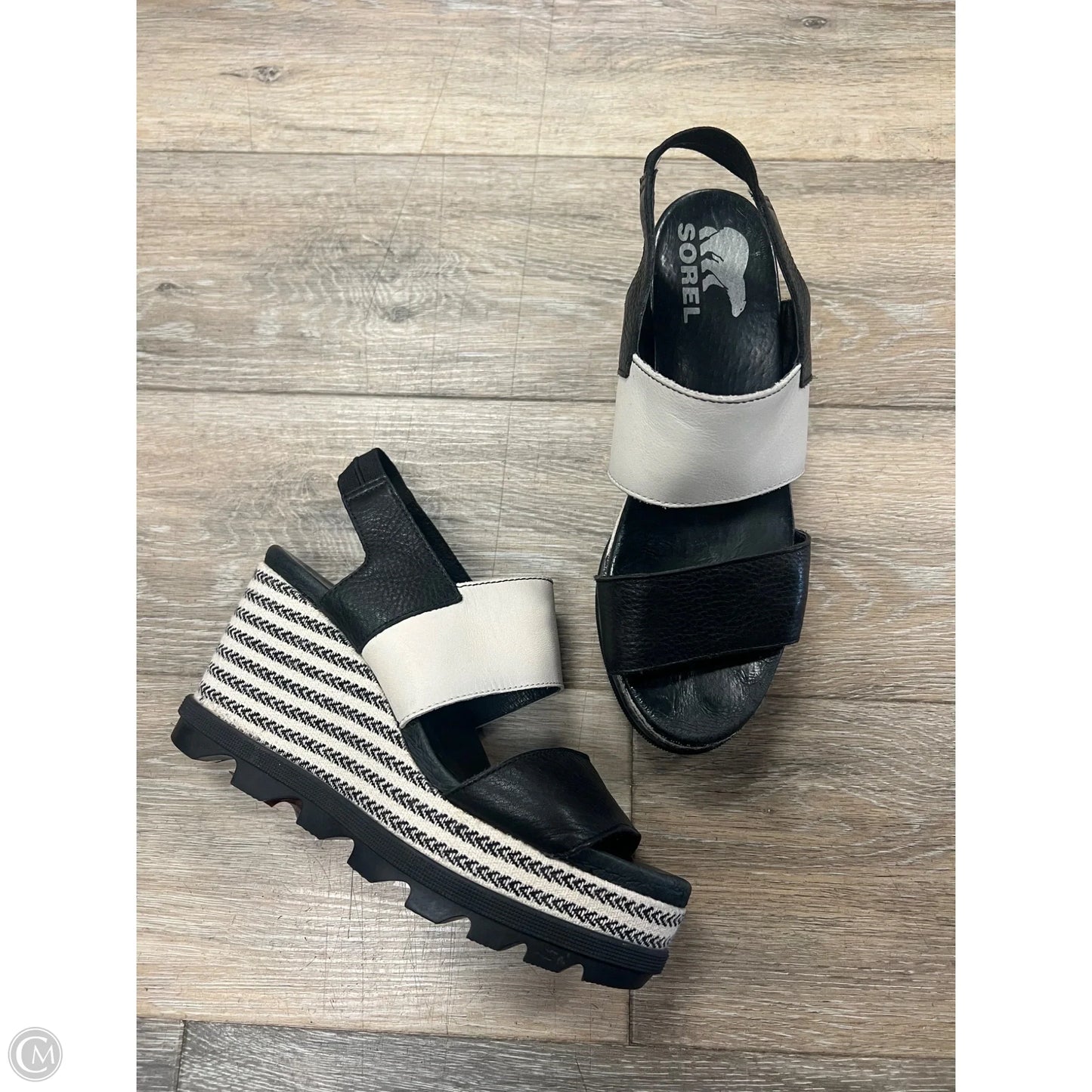 Sandals Heels Platform By Sorel In Black & White, Size: 7.5