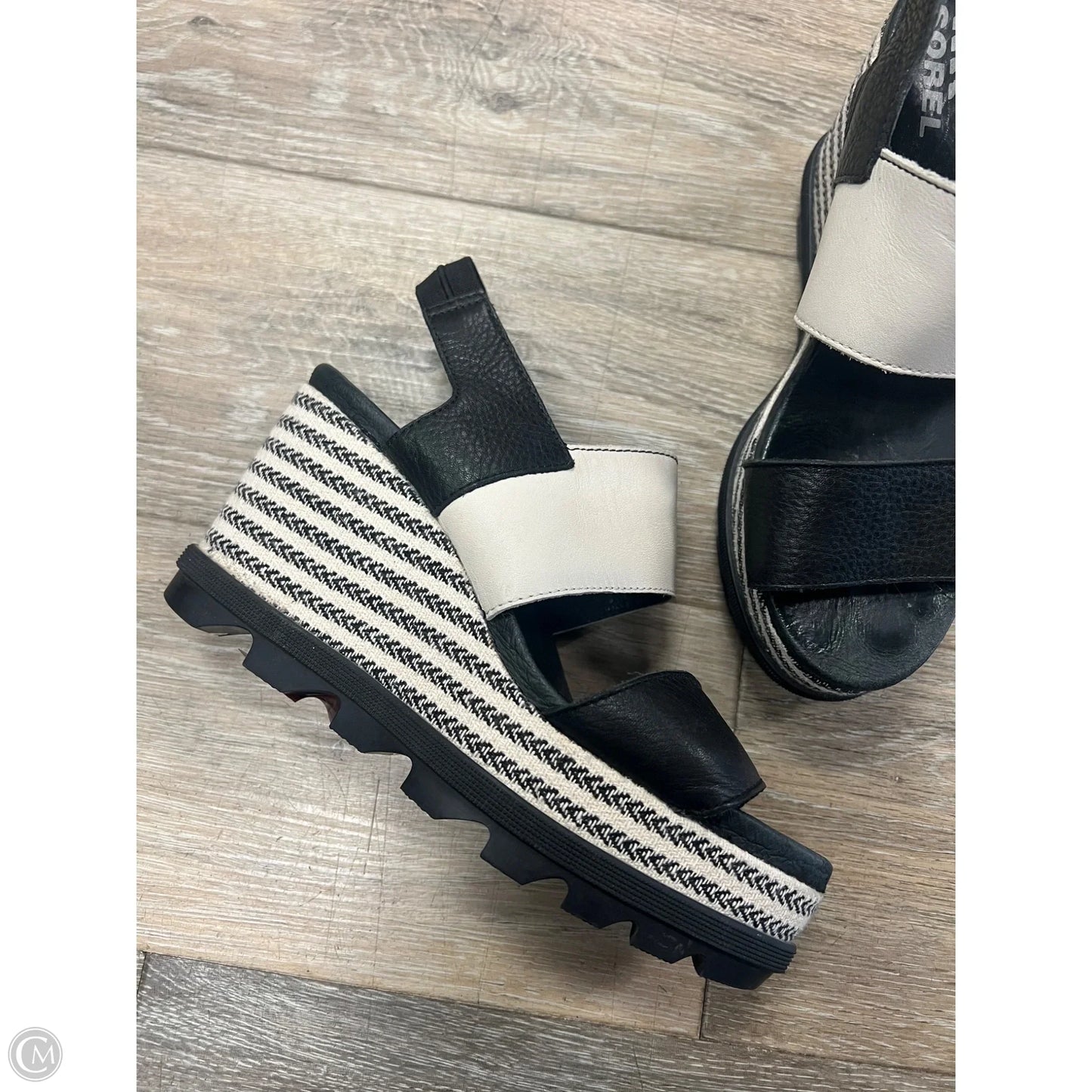 Sandals Heels Platform By Sorel In Black & White, Size: 7.5