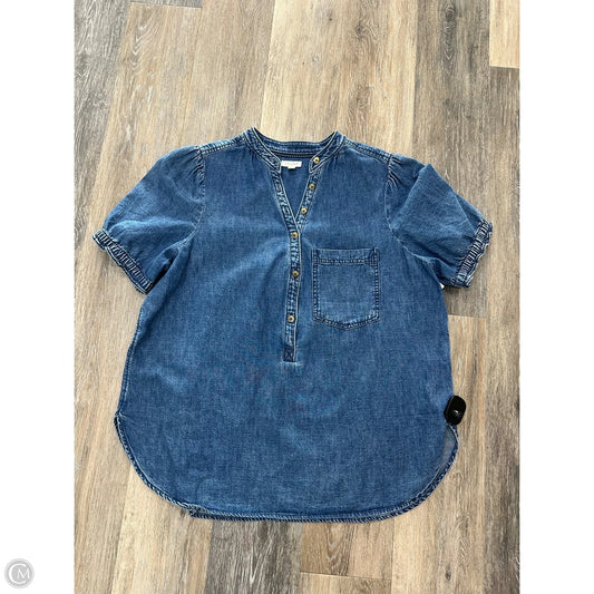 Blouse Short Sleeve By Pilcro In Blue Denim, Size: L