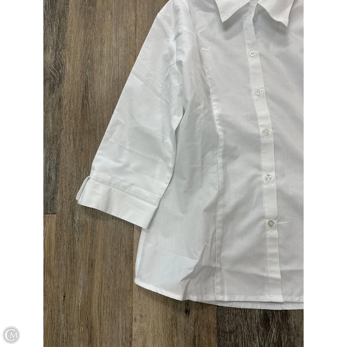 Blouse Long Sleeve By Ming Wang In White, Size: Xl