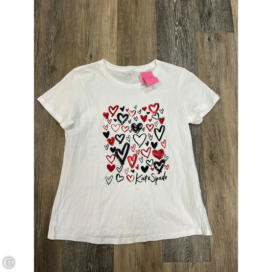 Top Short Sleeve Designer By Kate Spade In White, Size: L
