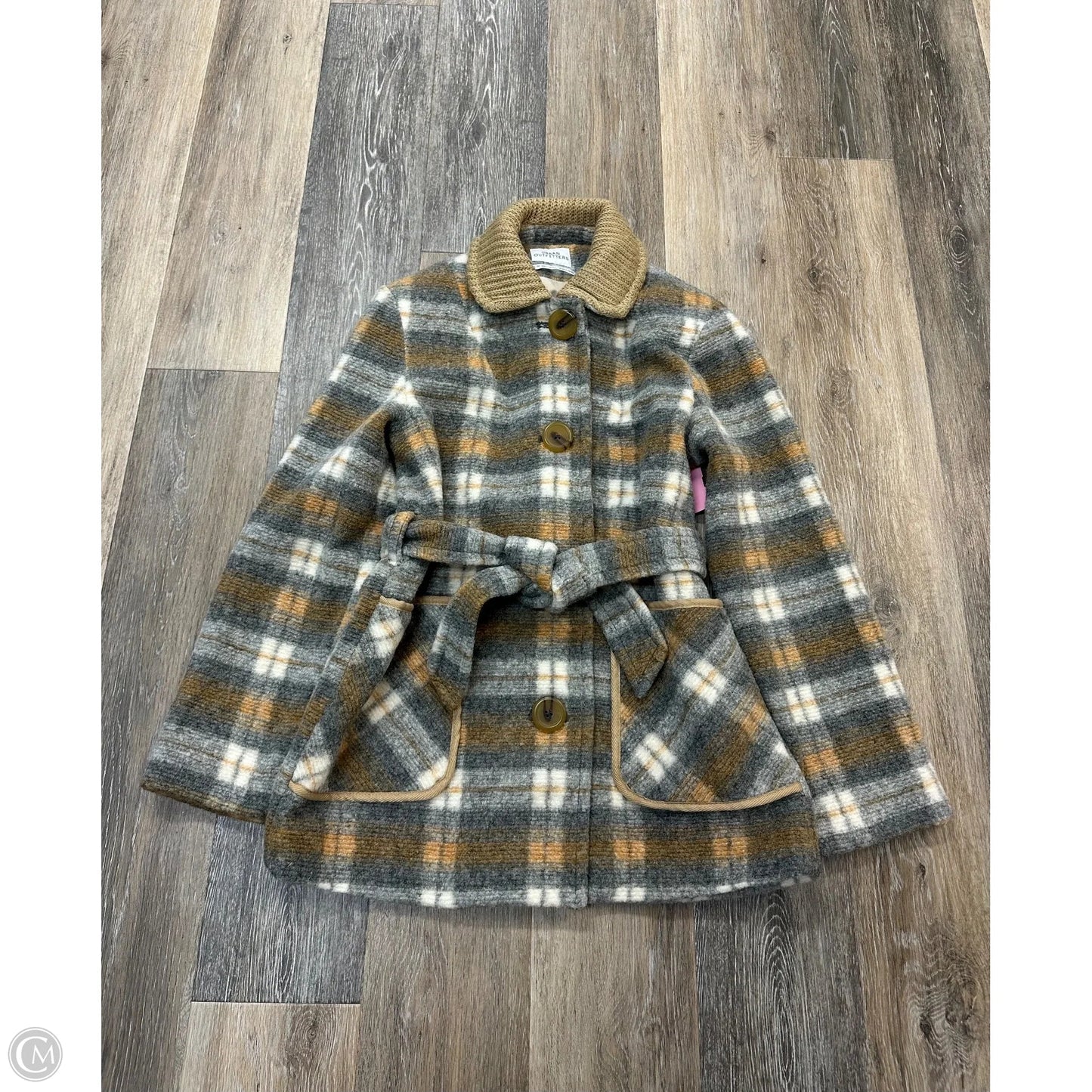 Coat Peacoat By Urban Outfitters In Plaid Pattern, Size: Xs