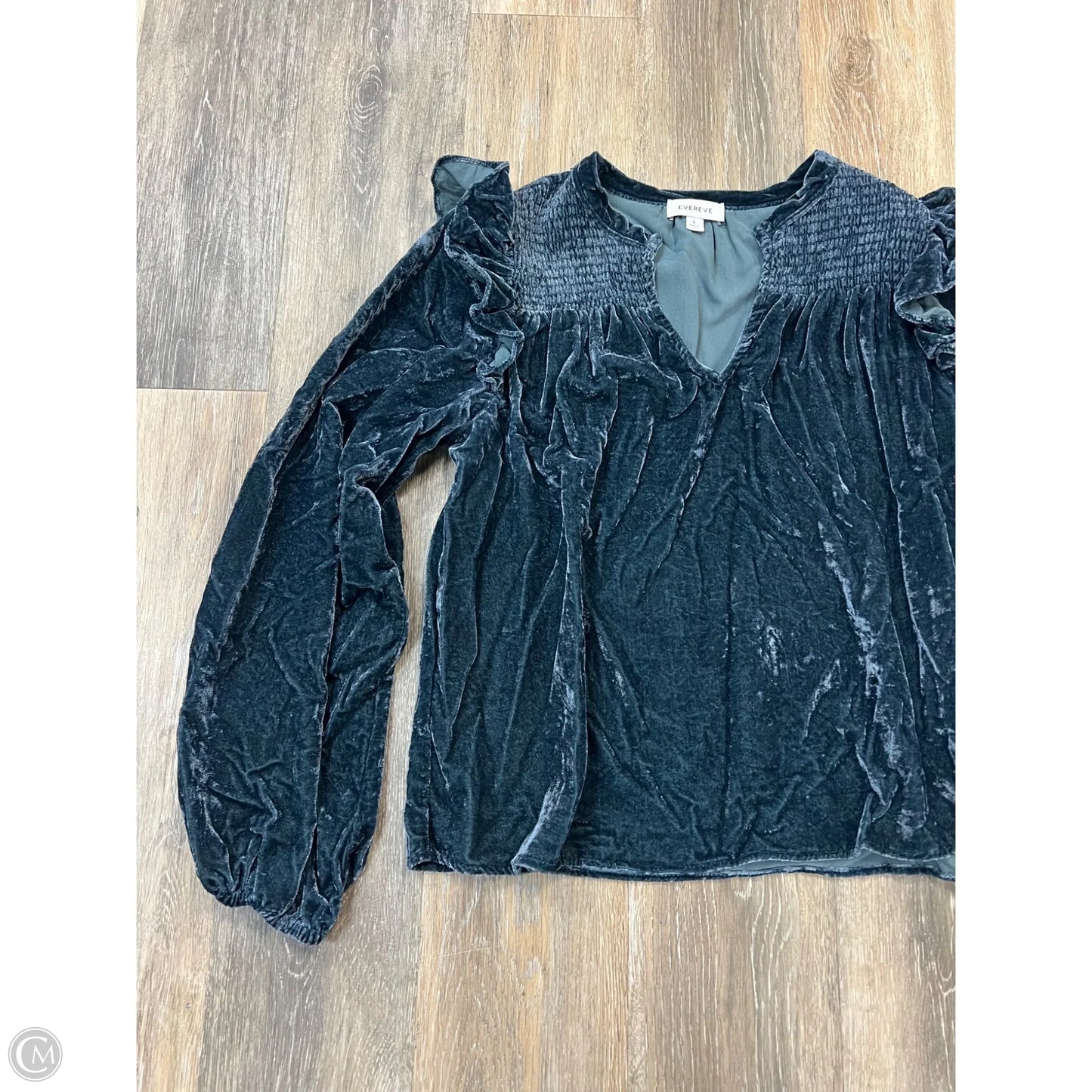 Blouse Long Sleeve By Evereve In Blue, Size: L