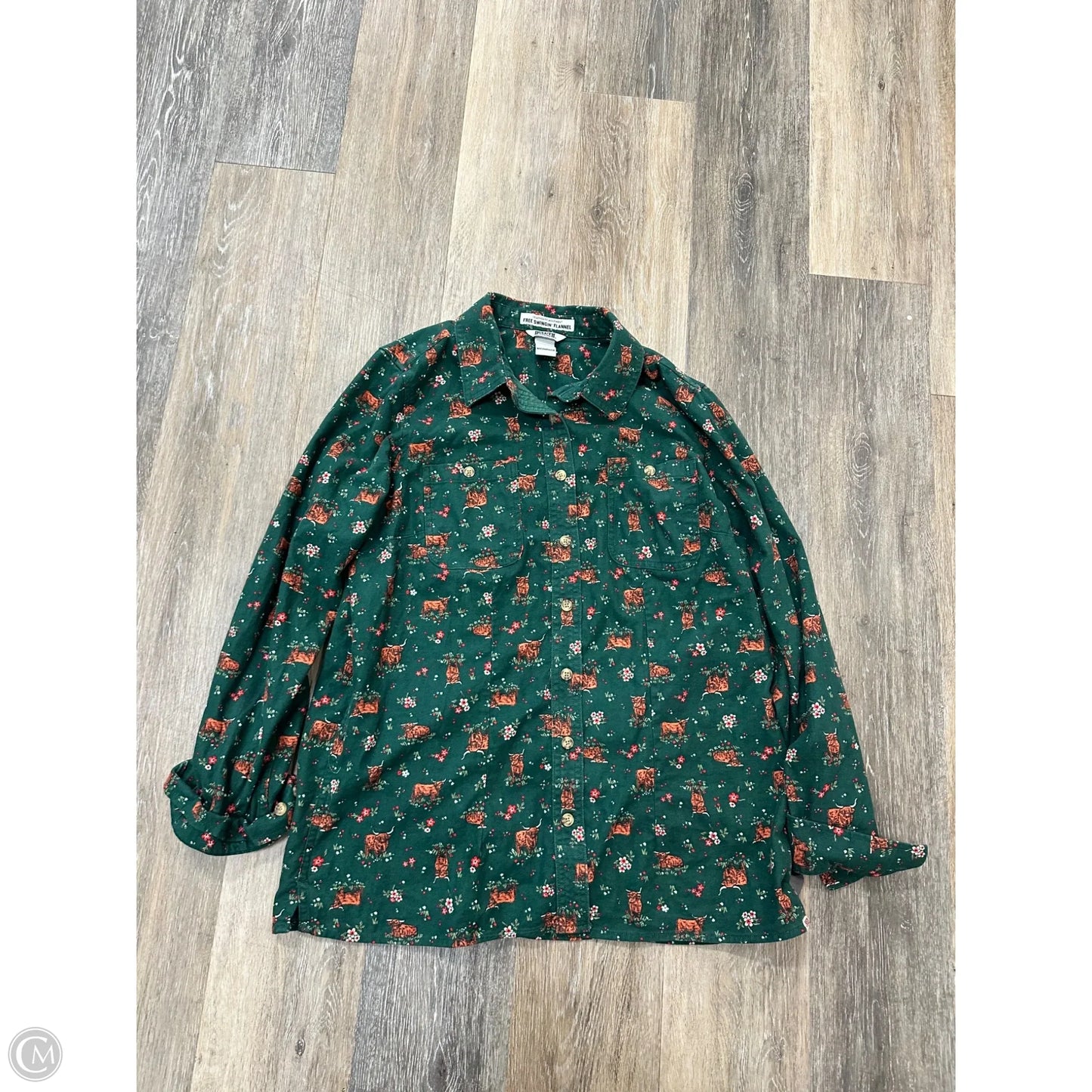 -Blouse Long Sleeve By Duluth Trading In Green, Size: M