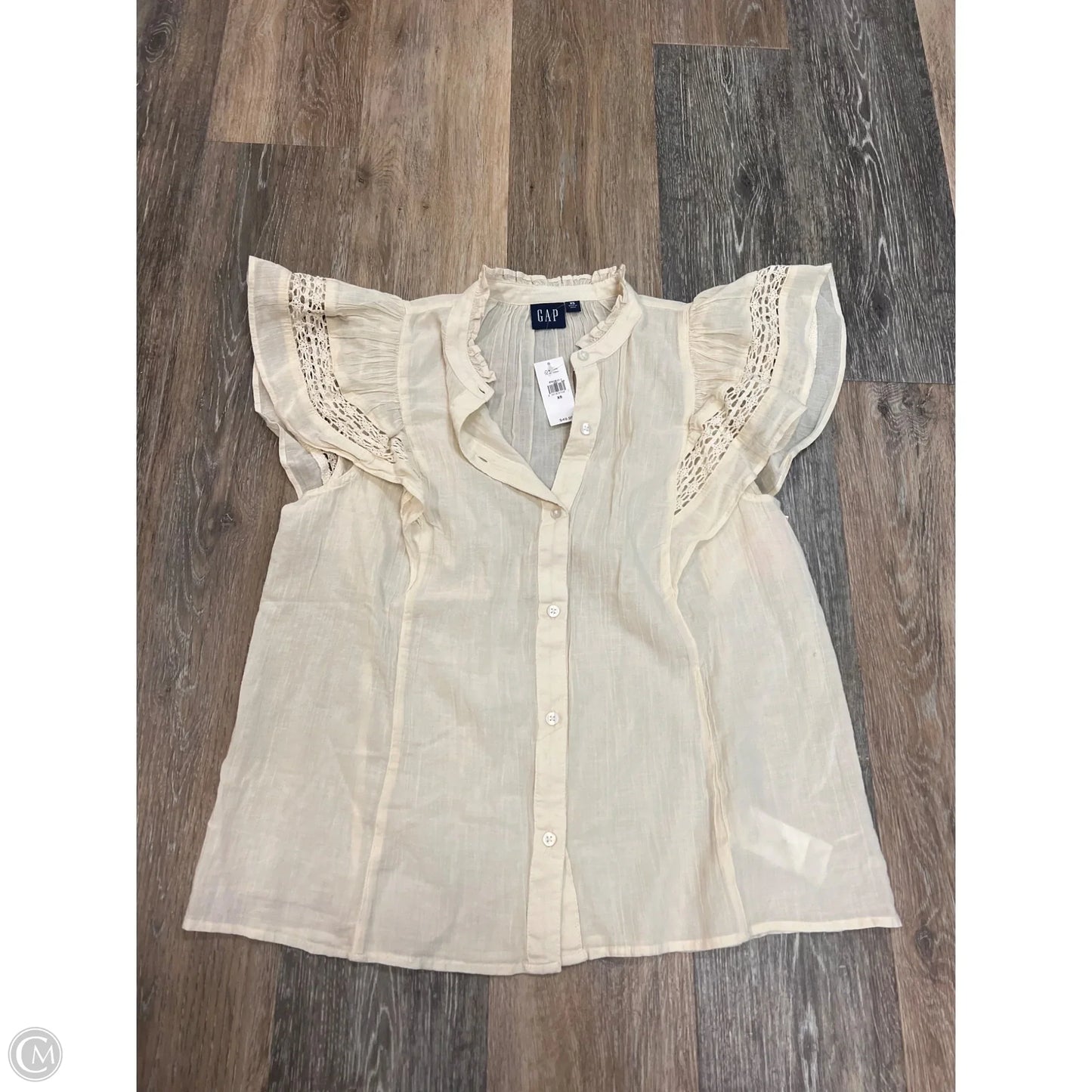 Blouse Short Sleeve By Gap In Cream, Size: Xs