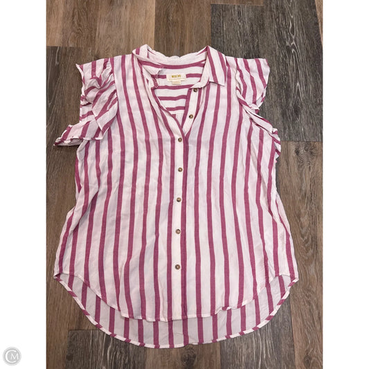 Blouse Short Sleeve By Maeve In Striped Pattern, Size: S