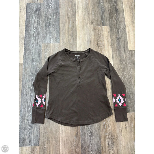 Top Long Sleeve By Ariat In Brown, Size: M