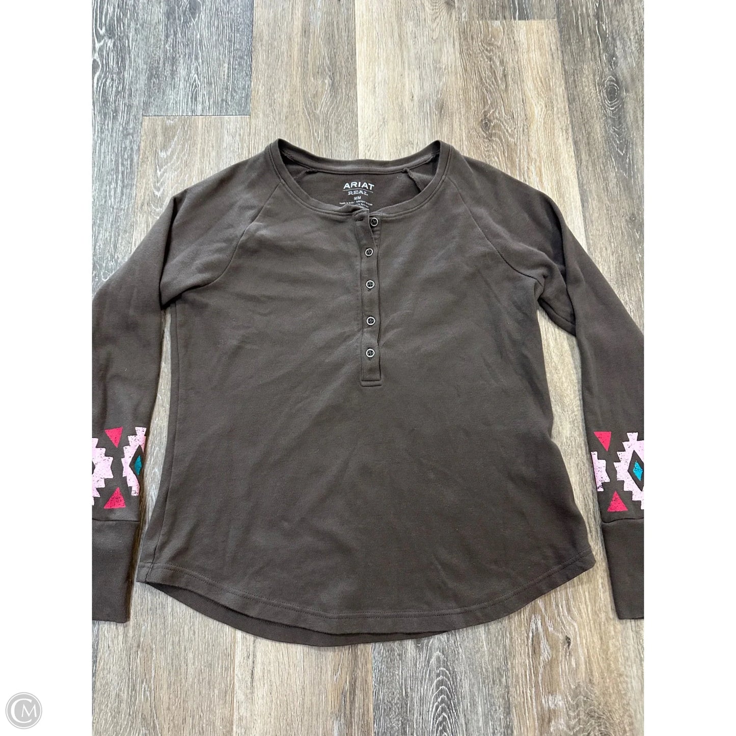 Top Long Sleeve By Ariat In Brown, Size: M