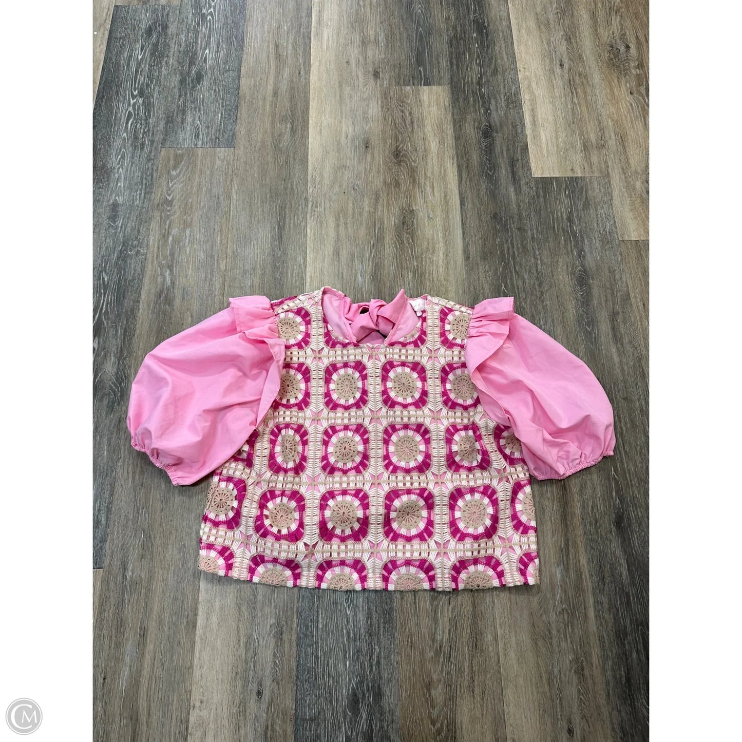 Blouse Short Sleeve By Entro In Pink, Size: L