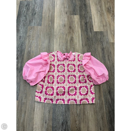 Blouse Short Sleeve By Entro In Pink, Size: L