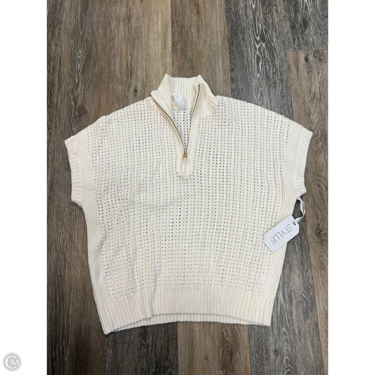 Sweater Short Sleeve By Stylus In Cream, Size: Xs