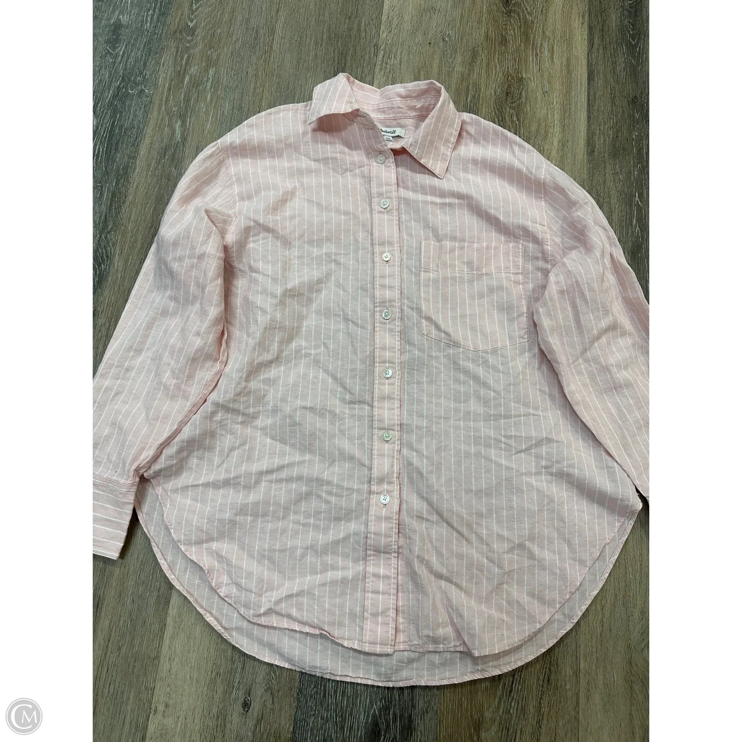Blouse Long Sleeve By Madewell In Pink, Size: Xxs