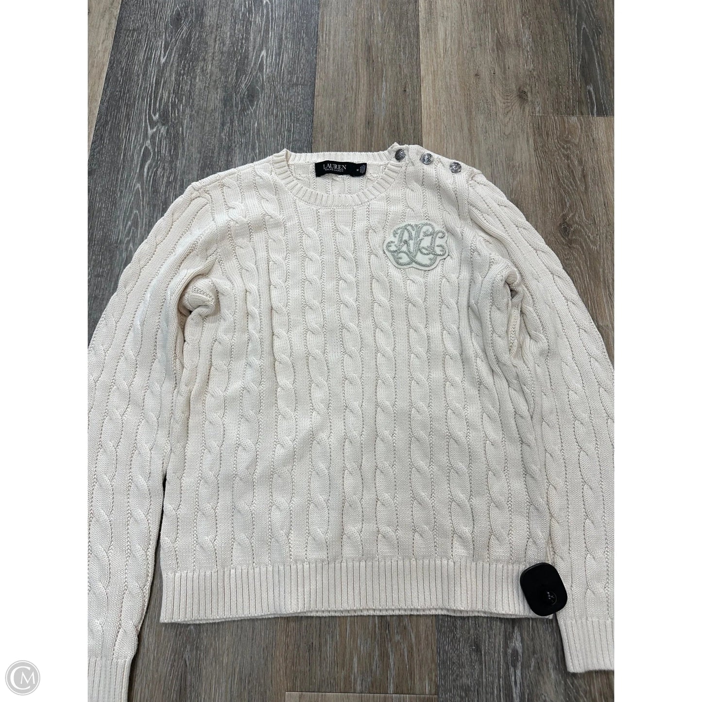 Sweater By Lauren By Ralph Lauren In Cream, Size: M