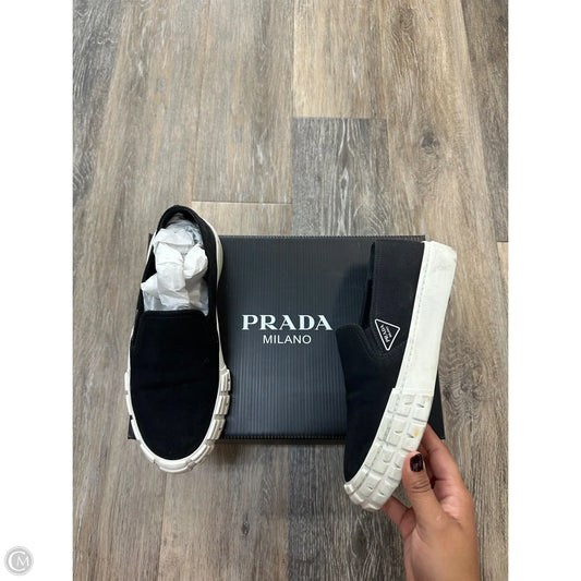 Shoes Luxury Designer By Prada In Black, Size: 6.5/37
