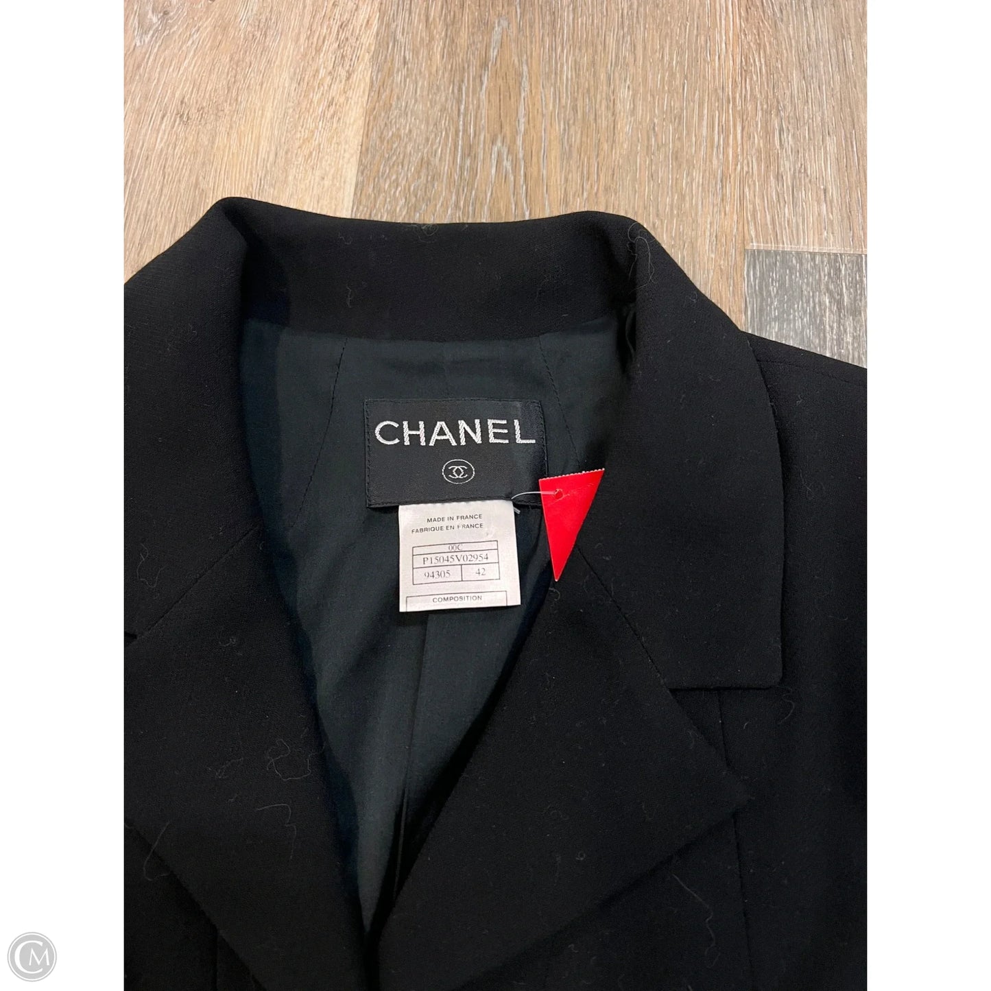 Blazer Luxury Designer By Chanel In Black, Size: M