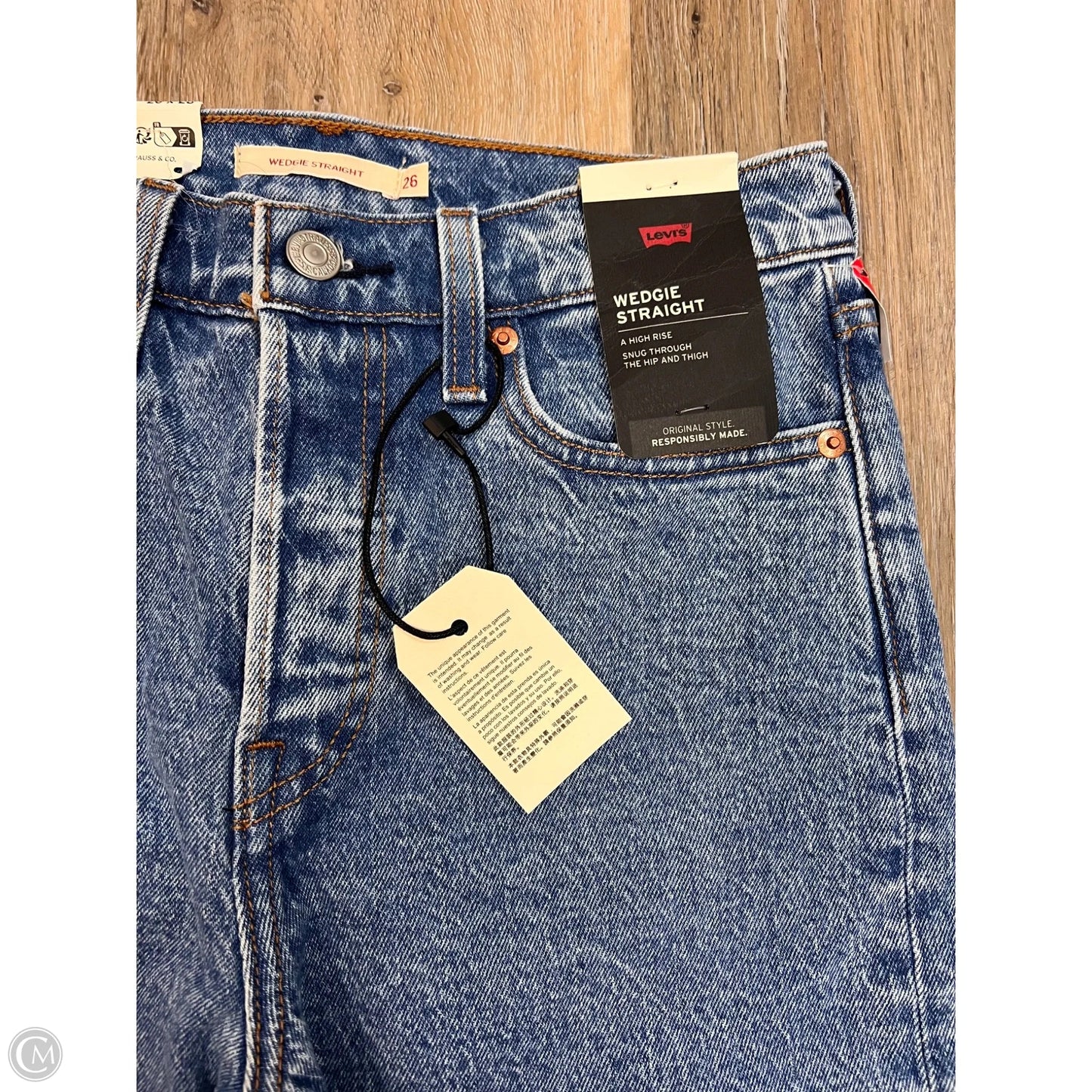 Jeans Straight By Levis In Blue Denim, Size: 2