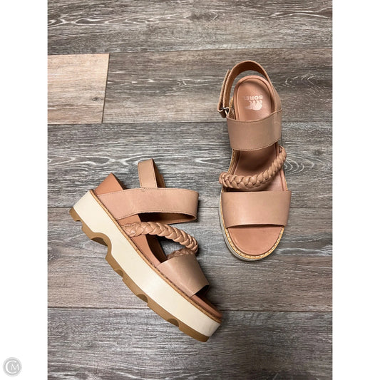 Sandals Heels Wedge By Sorel In Tan, Size: 9.5