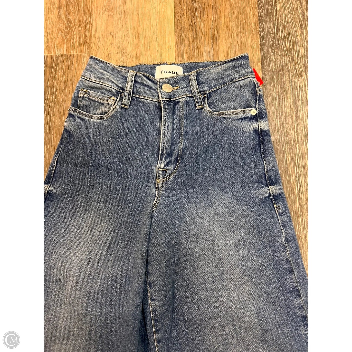 Jeans Wide Leg By Frame In Blue Denim, Size: 0
