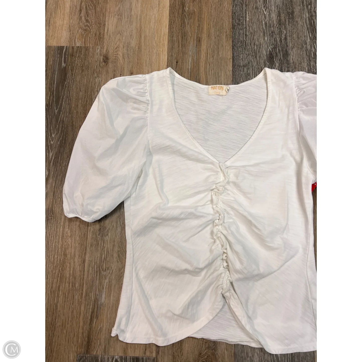 Blouse Short Sleeve By Nation In White, Size: L