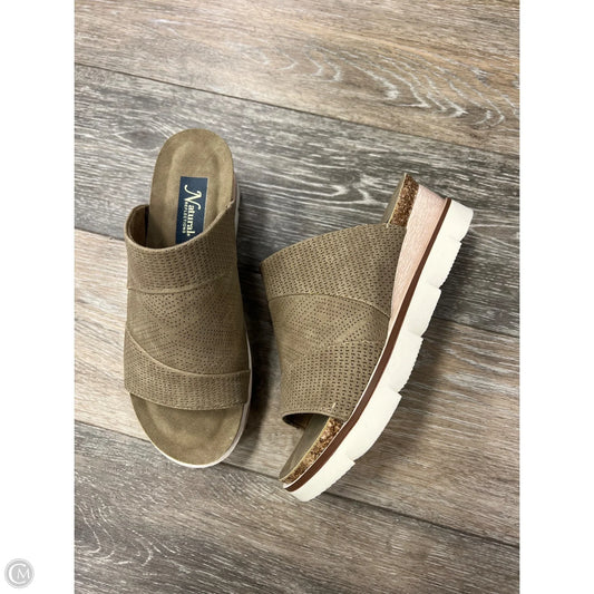 Sandals Heels Wedge By Natural Reflections In Tan, Size: 7