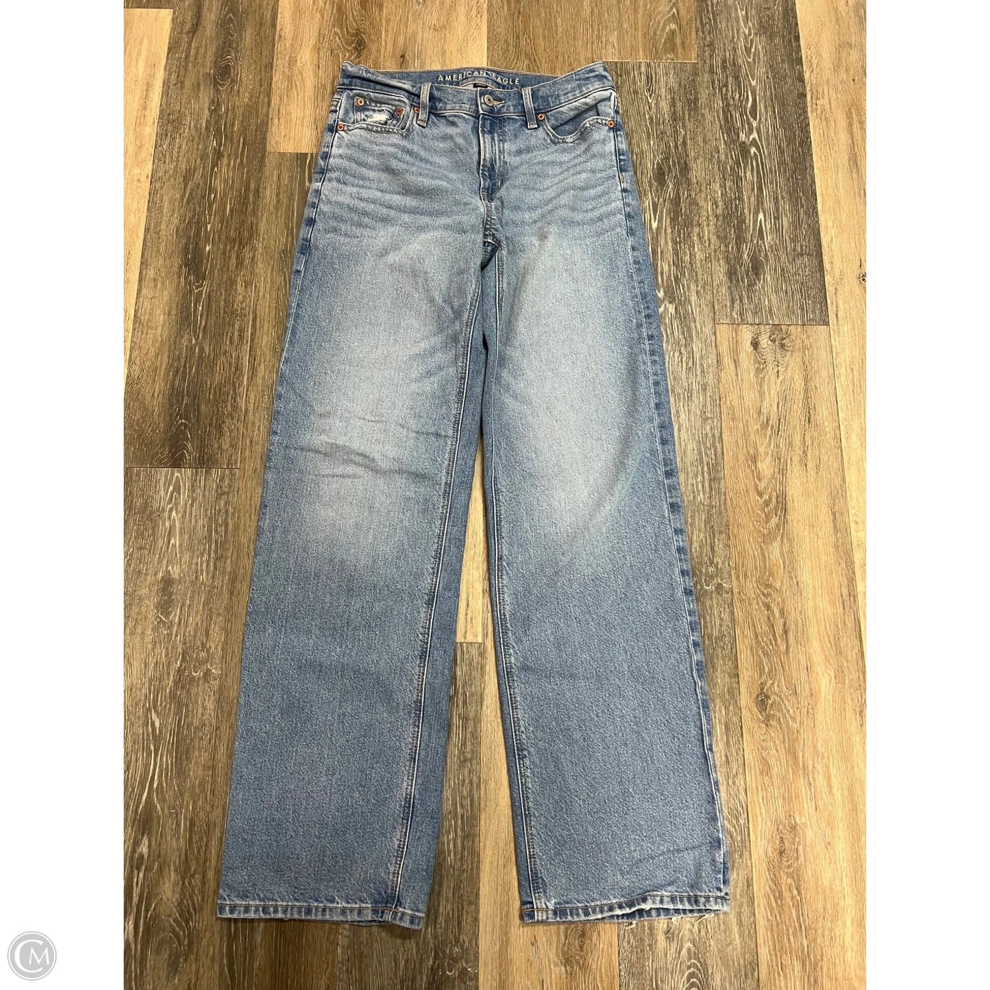 Jeans Wide Leg By American Eagle In Blue Denim, Size: 4l