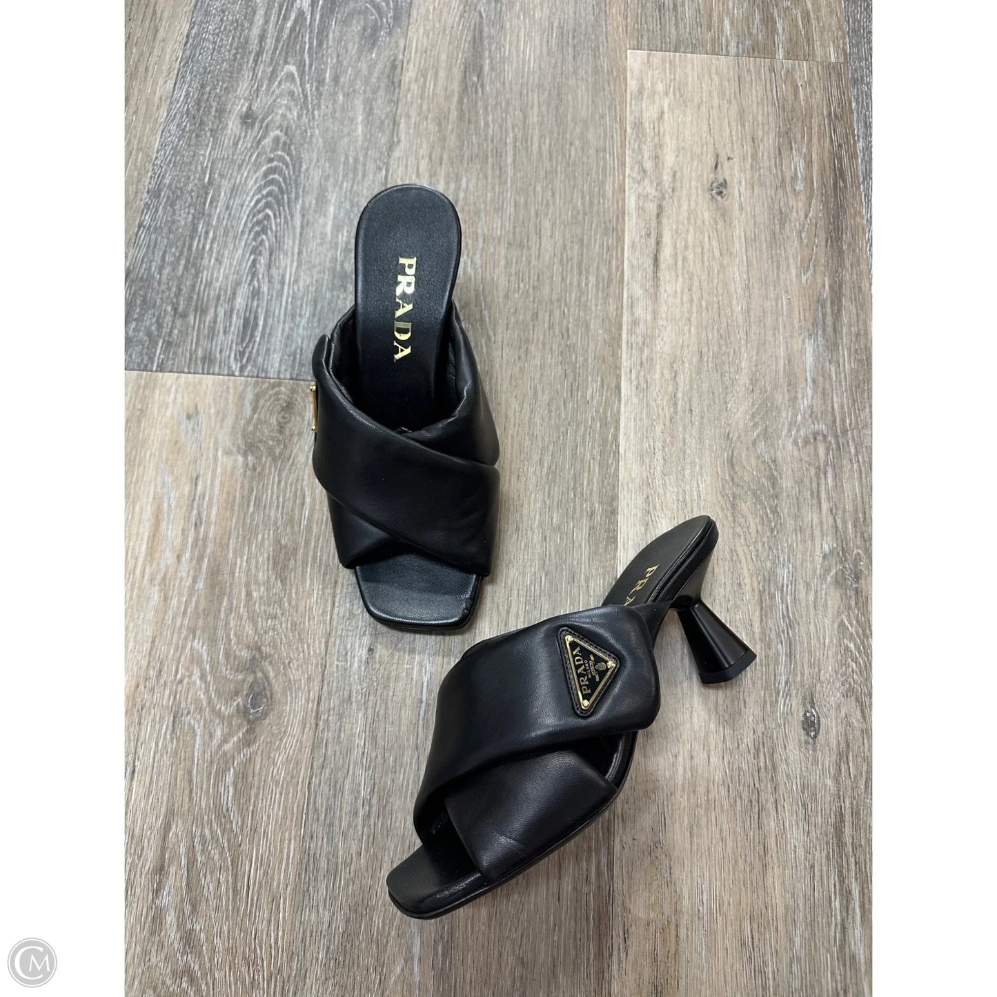 Sandals Luxury Designer By Prada In Black, Size: 6