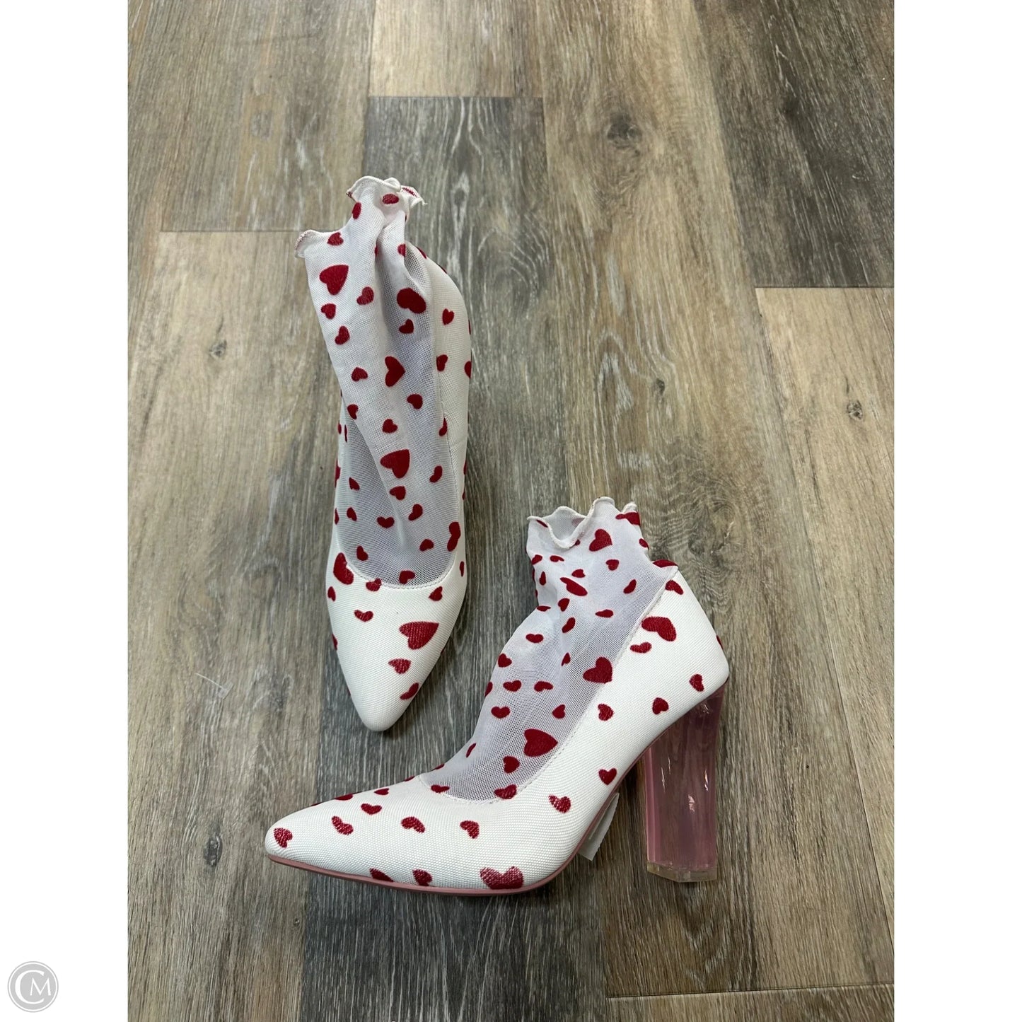 Sandals Heels Block By Sugarthrillz In Red & White, Size: 8