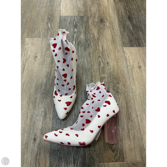 Sandals Heels Block By Sugarthrillz In Red & White, Size: 8