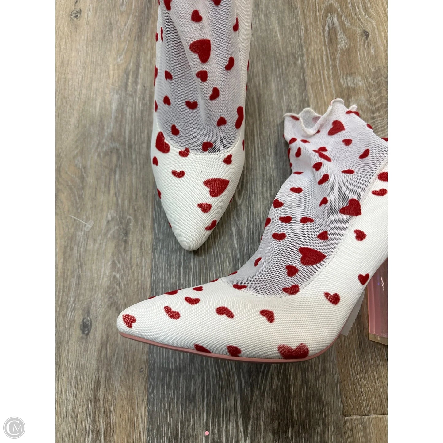 Sandals Heels Block By Sugarthrillz In Red & White, Size: 8