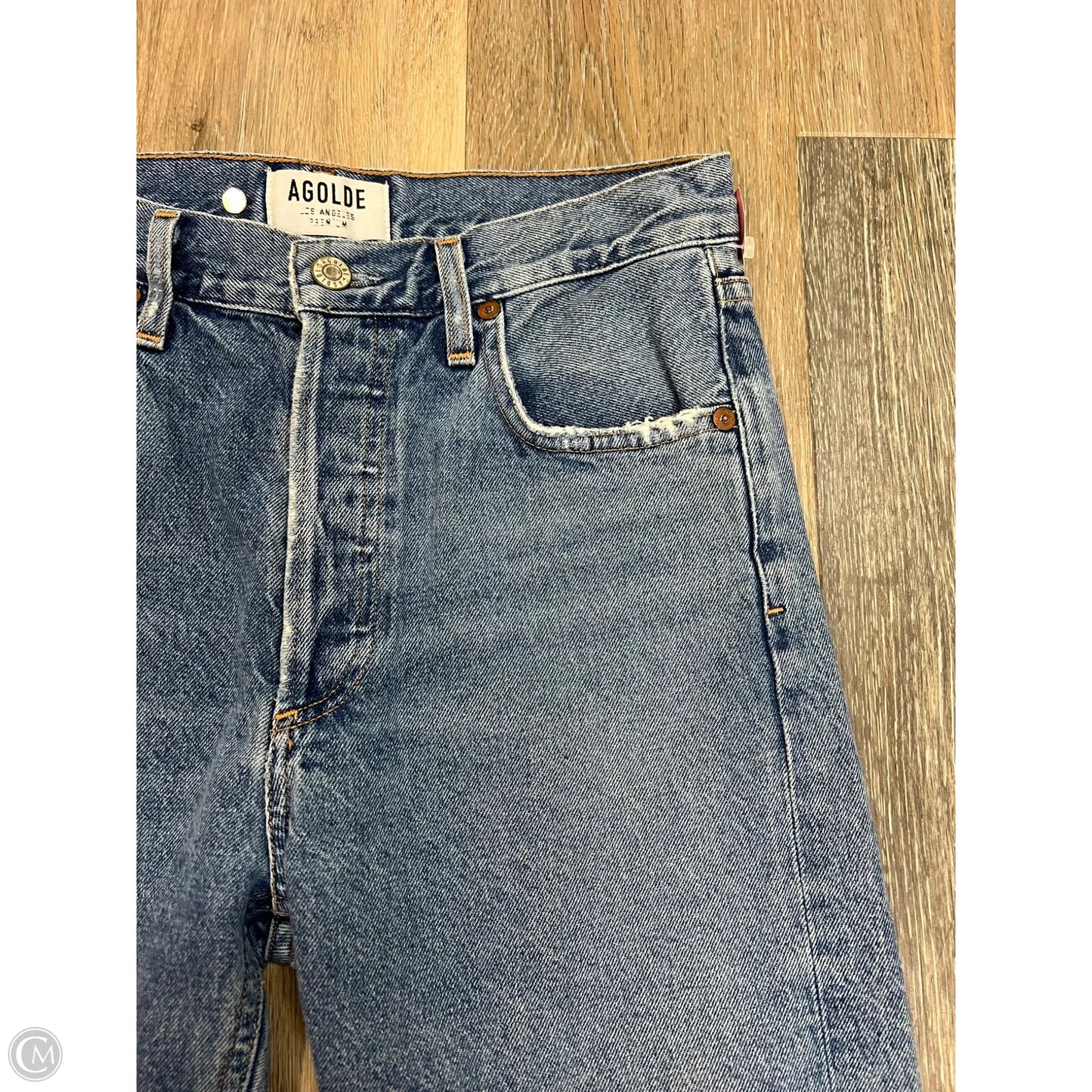 Jeans Straight By Agolde In Blue Denim, Size: 1/25