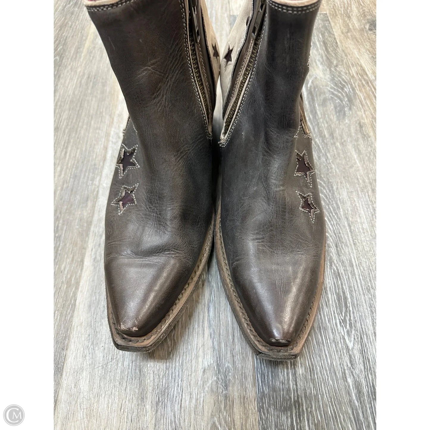 Boots Ankle Heels By Freebird In Brown & Cream, Size: 11