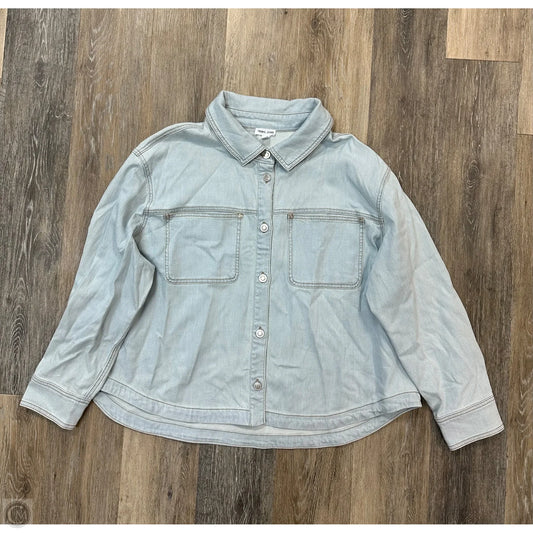 Jacket Shirt By Tribal In Blue Denim, Size: 1x