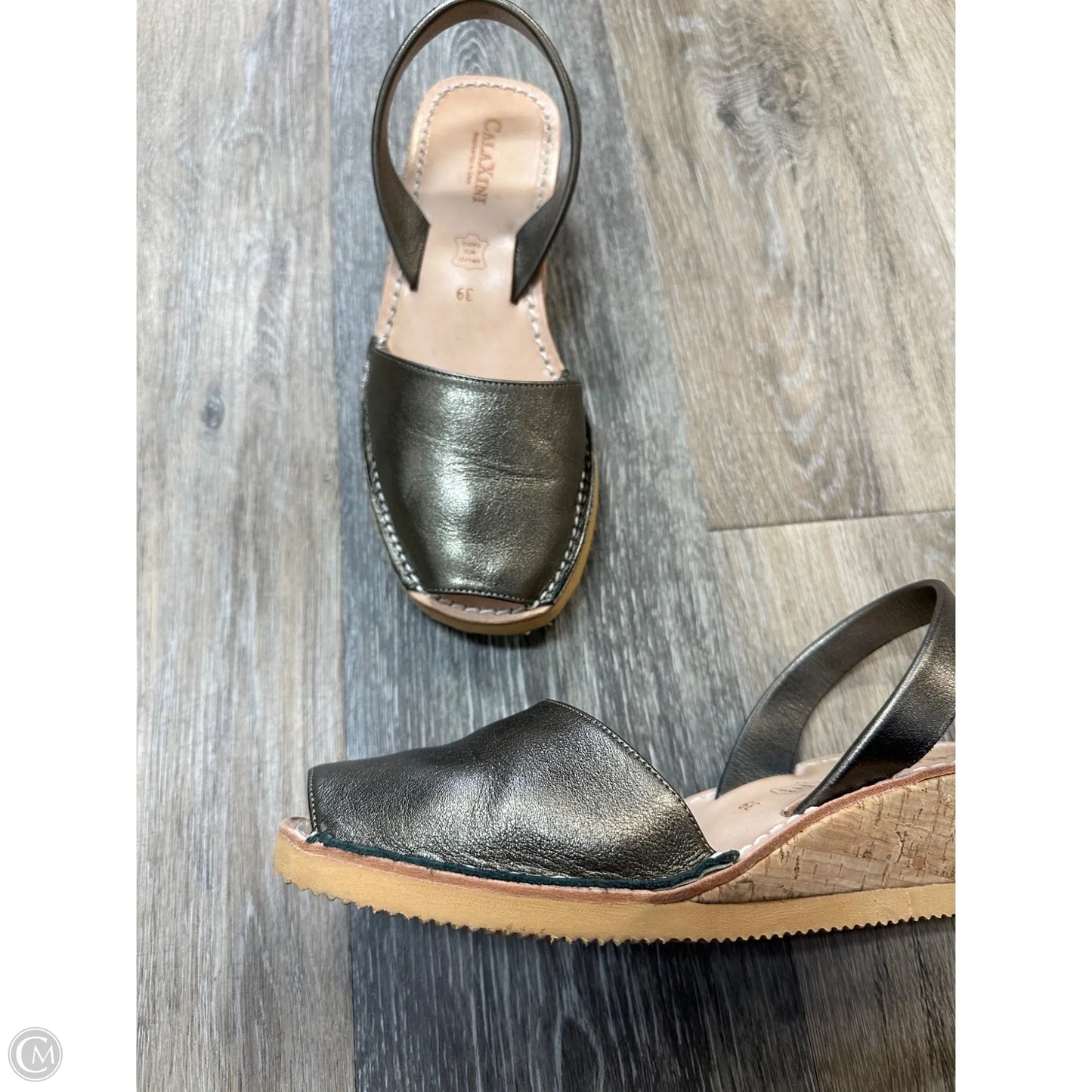 Sandals Heels Wedge By Calxini In Silver, Size: 8