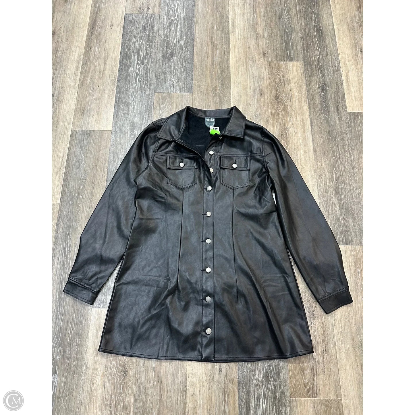 Jacket Leather By Arula In Black, Size: 2x