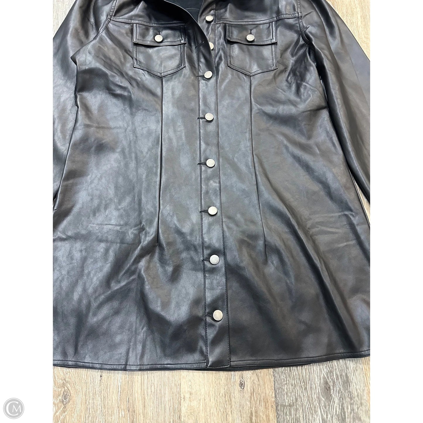Jacket Leather By Arula In Black, Size: 2x
