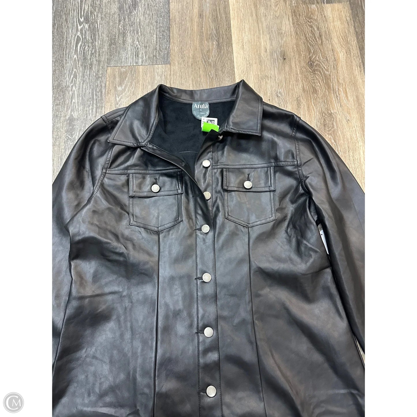 Jacket Leather By Arula In Black, Size: 2x