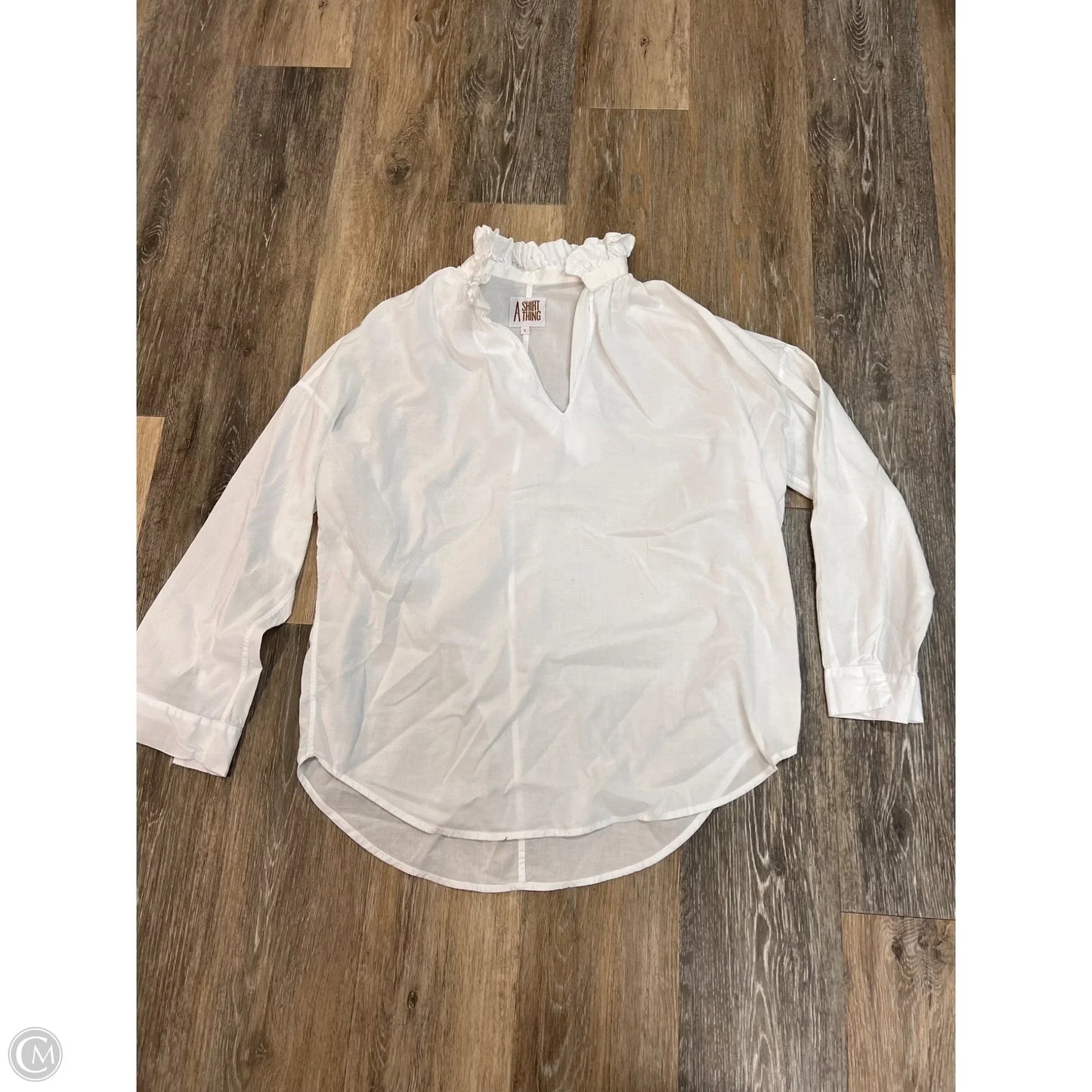 Designer Blouse Long Sleeve By A Shirt Thing In White, Size: S