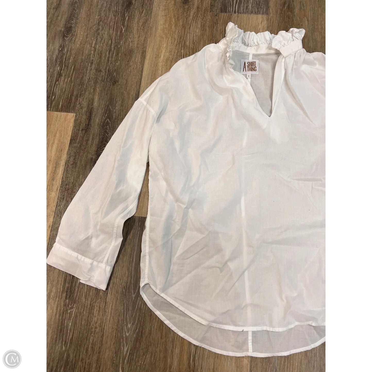 Designer Blouse Long Sleeve By A Shirt Thing In White, Size: S
