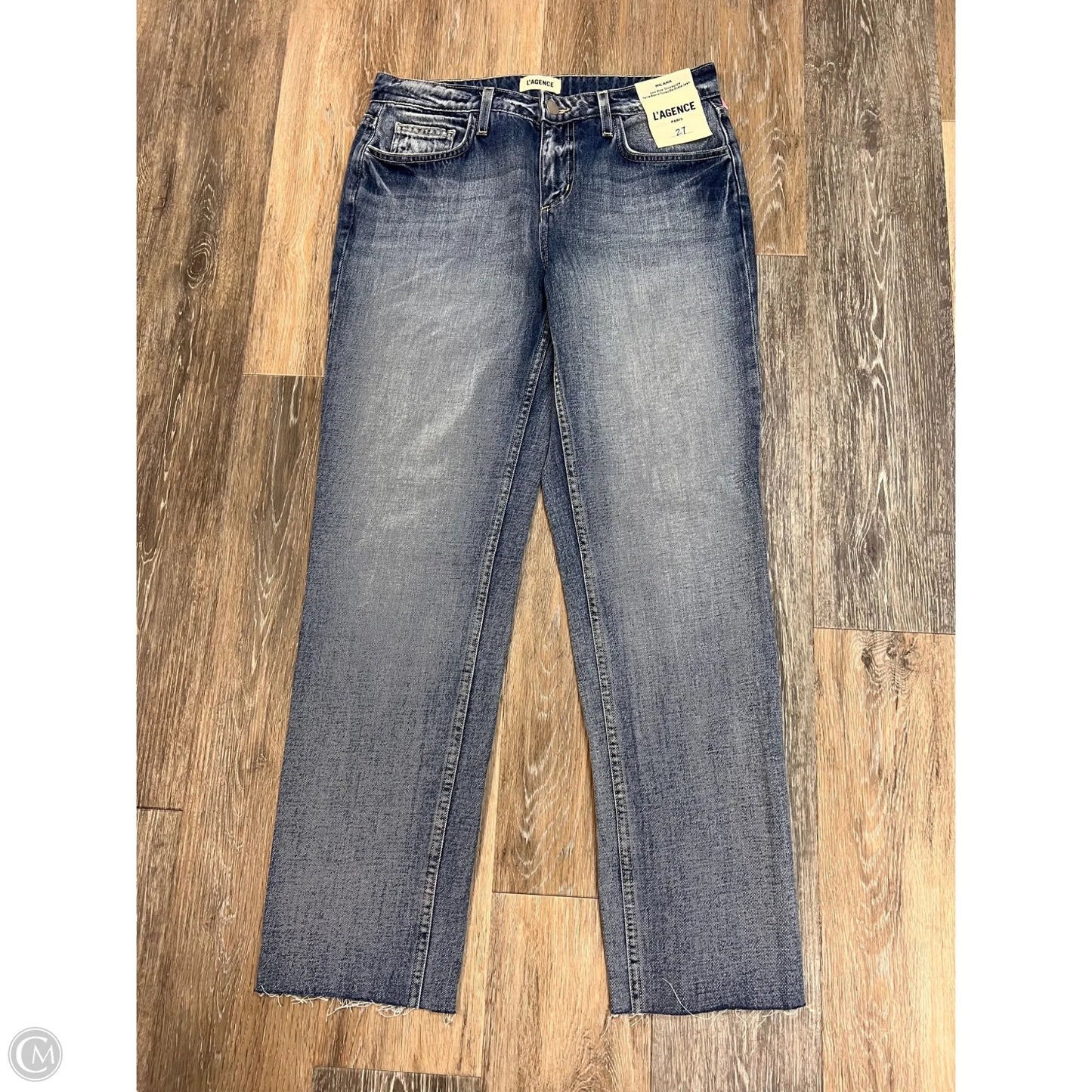 Designer Jeans Straight By L Agence In Blue Denim, Size: 4/27