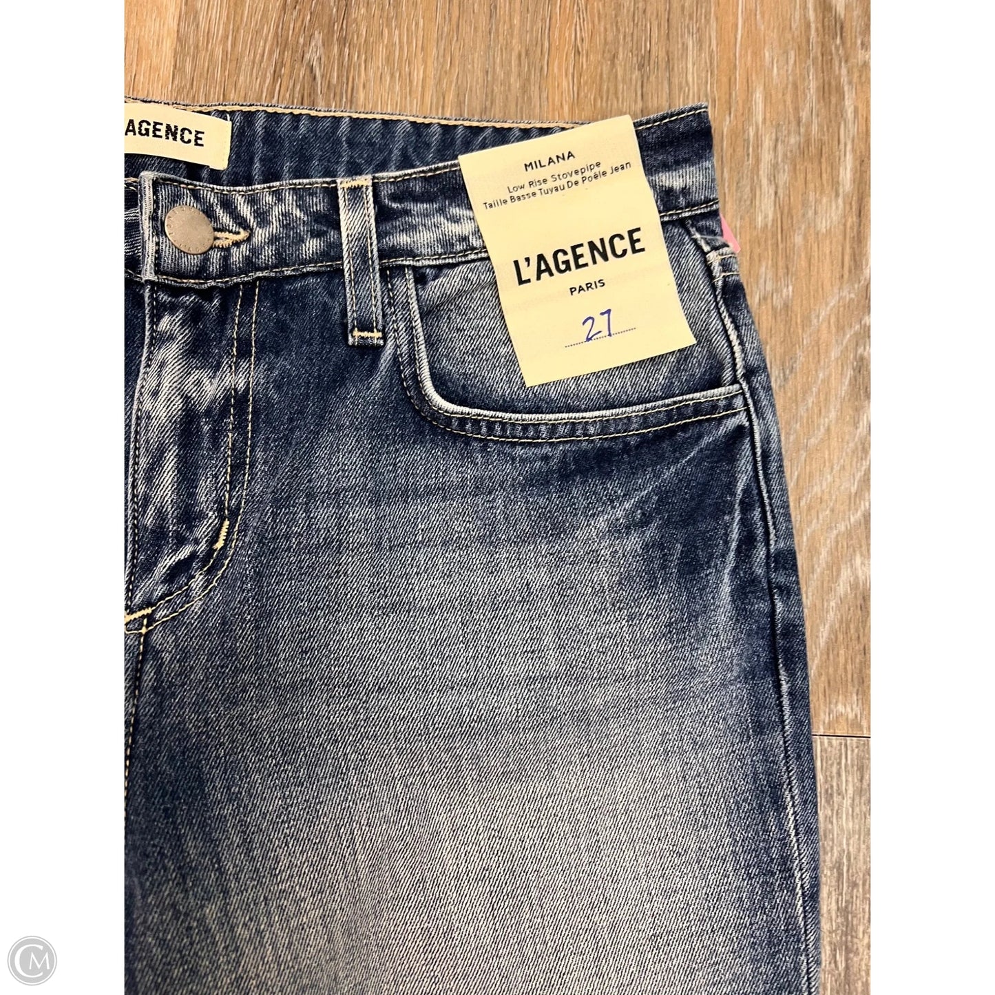 Designer Jeans Straight By L Agence In Blue Denim, Size: 4/27