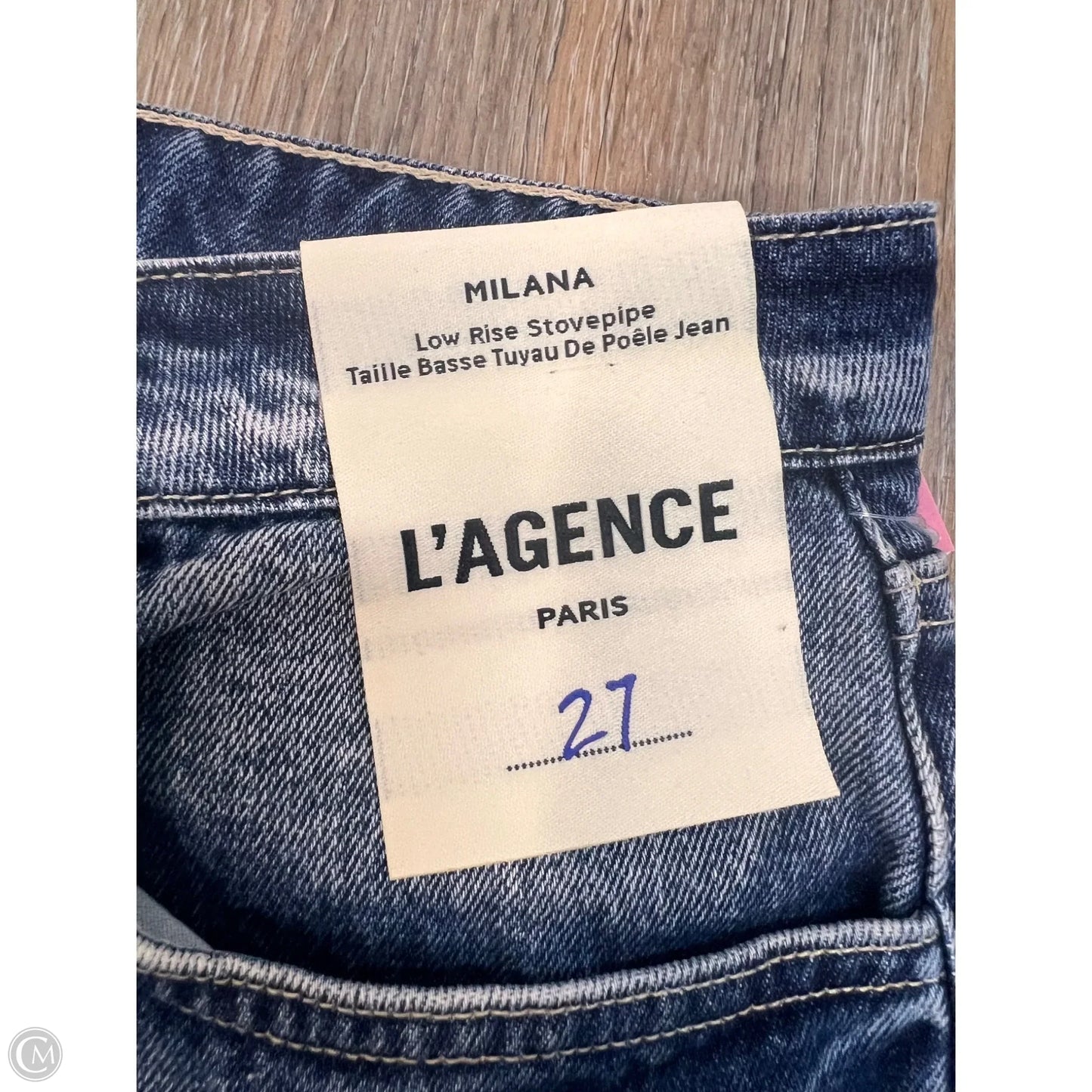 Designer Jeans Straight By L Agence In Blue Denim, Size: 4/27