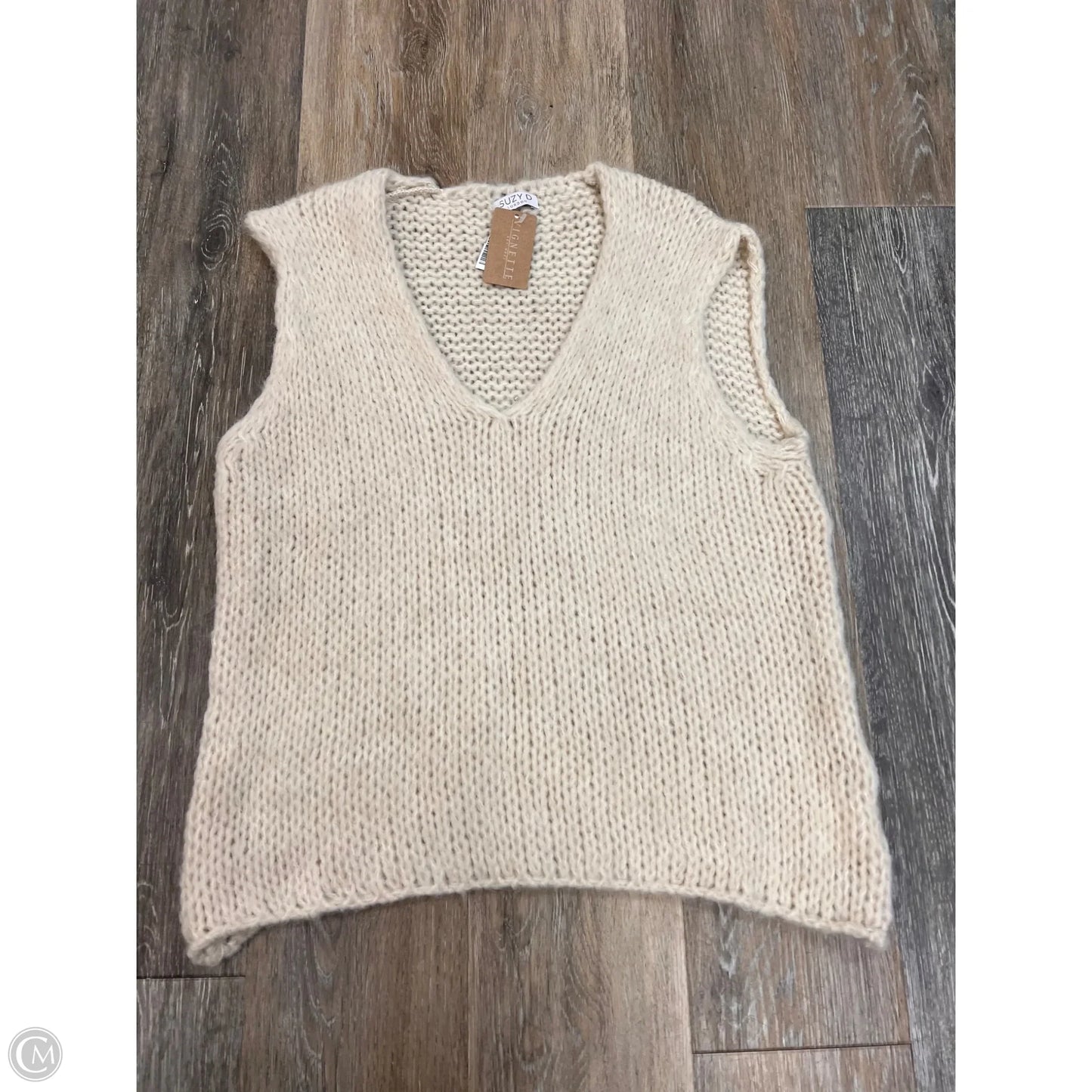 Sweater Short Sleeve By Suzy D In Cream, Size: Osfm