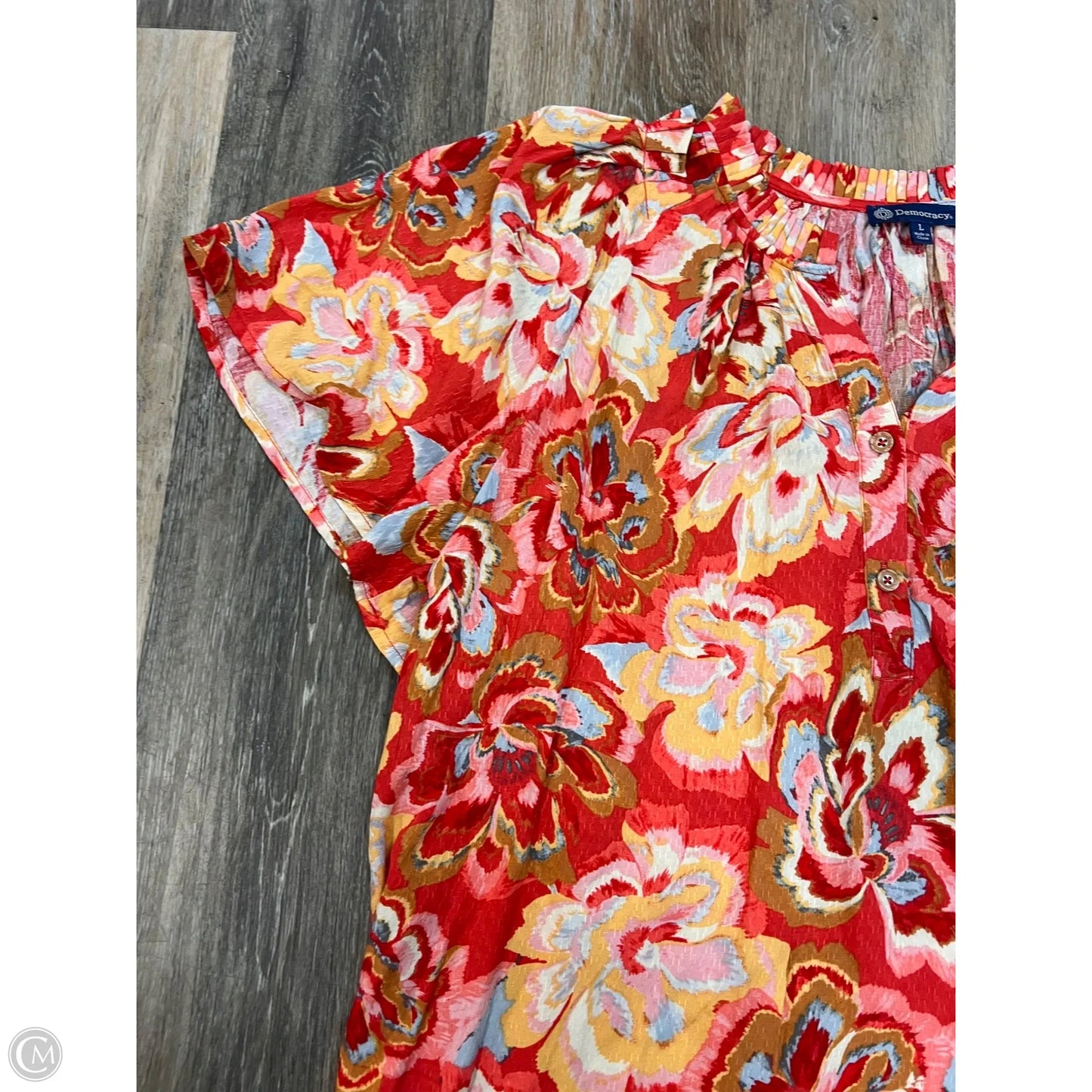 Blouse Short Sleeve By Democracy In Red, Size: L