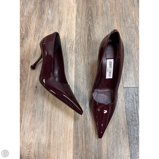 Shoes Luxury Designer By Jimmy Choo In Maroon, Size: 8/38 (runs small)