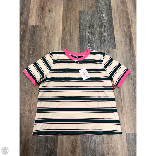 Top Short Sleeve By Polygram In Striped Pattern, Size: L
